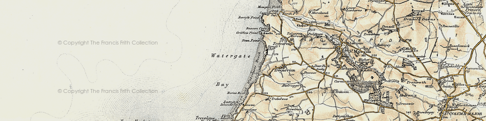 Old map of Watergate Bay in 1900