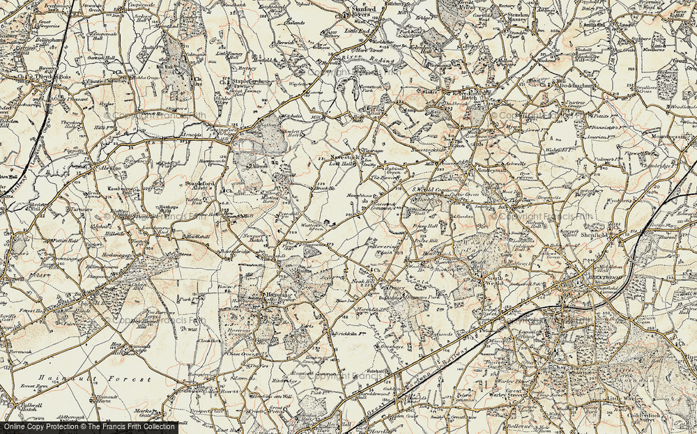 Old Map of Historic Map covering Navestock Common in 1898