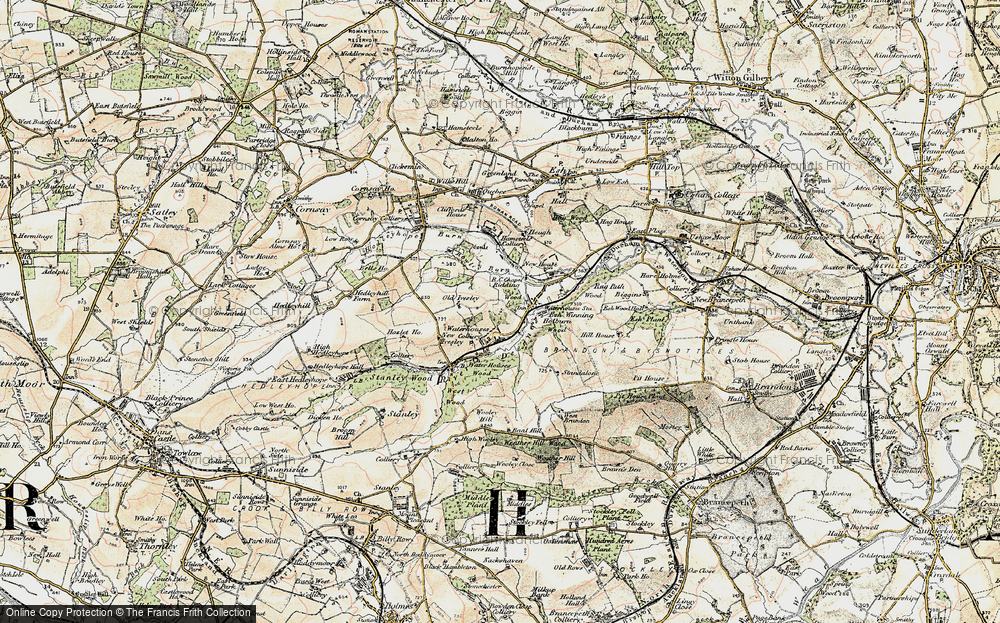 Old Map of Historic Map covering Wooley Hill in 1901-1904