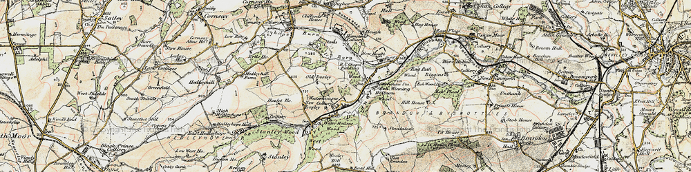 Old map of Waterhouses in 1901-1904
