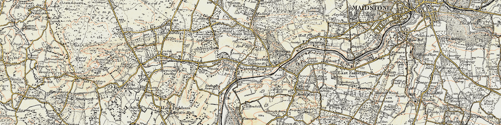 Old map of Wateringbury in 1897-1898