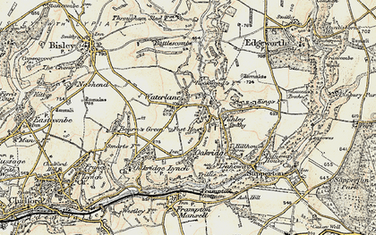 Old map of Waterlane in 1898-1899