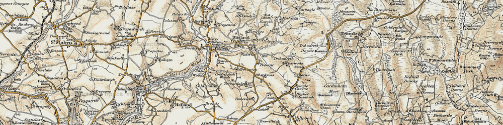 Old map of Whitecross in 1900