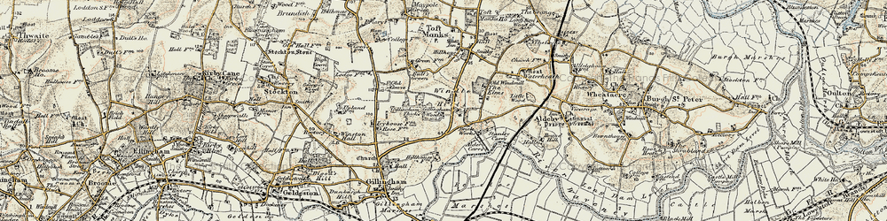 Old map of Alder Carrs in 1901-1902