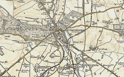 Old map of Watermoor in 1898-1899