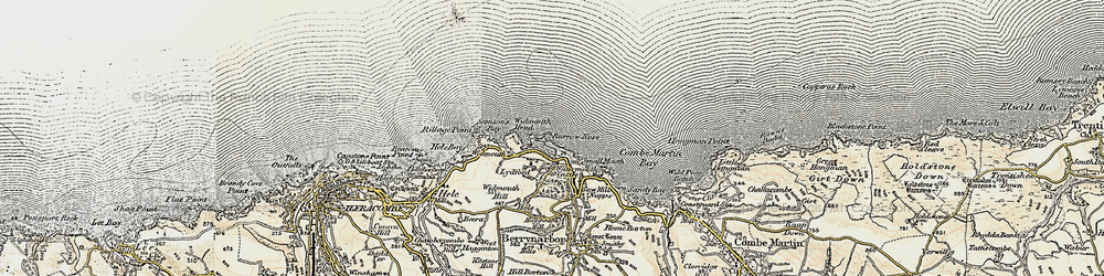 Old map of Widmouth in 1900