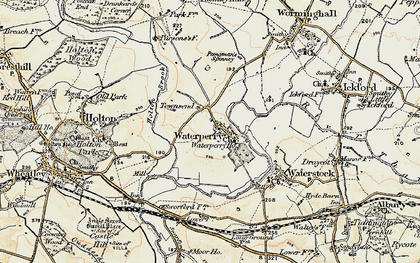 Old map of Waterperry in 1898-1899