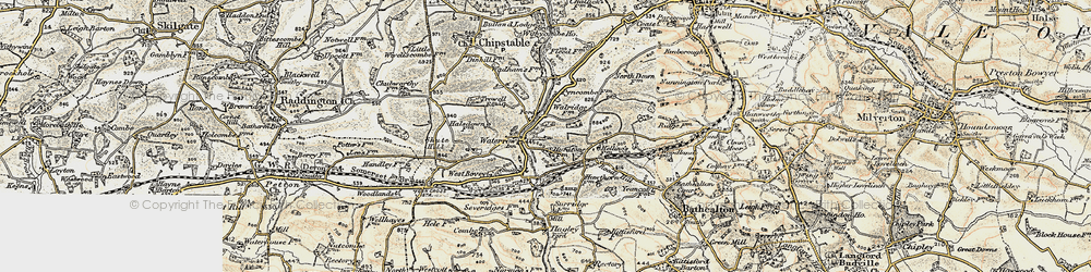 Old map of Waterrow in 1898-1900