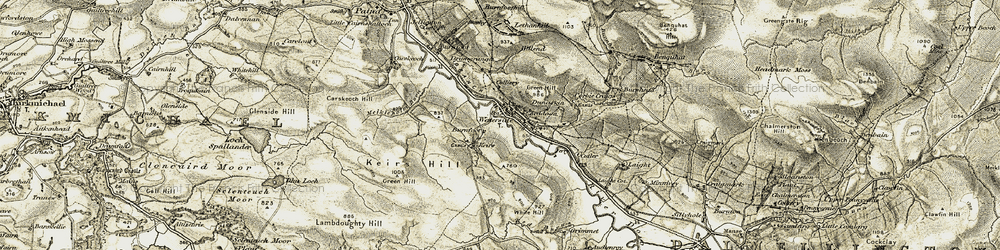 Old map of Burnhead Burn in 1904-1905
