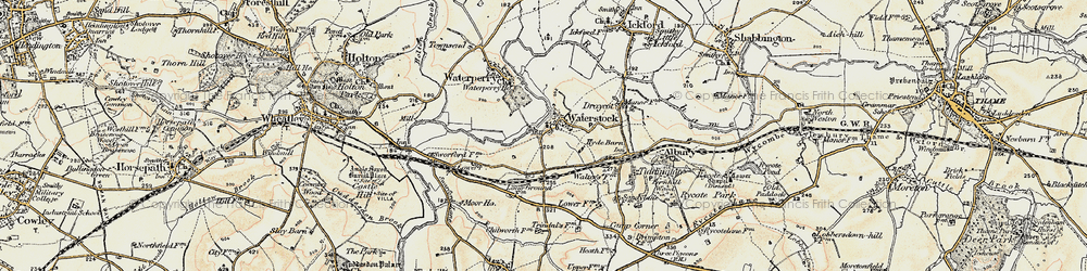 Old map of Waterstock in 1897-1899