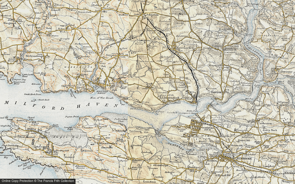 Old Map of Historic Map covering Scoveston in 1901-1912