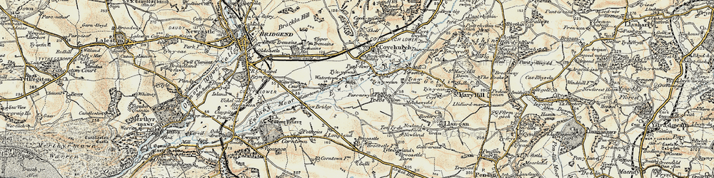 Old map of Brocastle in 1899-1900