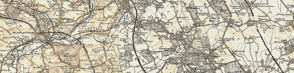 Old map of Watford Heath in 1897-1898
