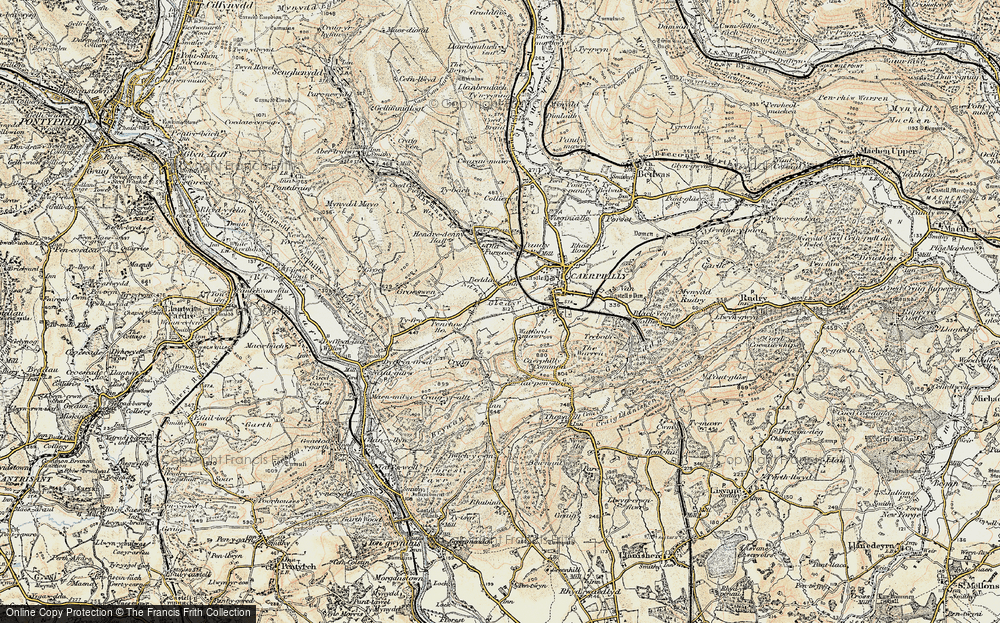 Old Map of Historic Map covering Nant Gledyr in 1899-1900