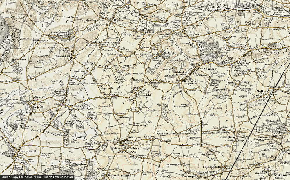 Old Map of Wattisfield, 1901 in 1901