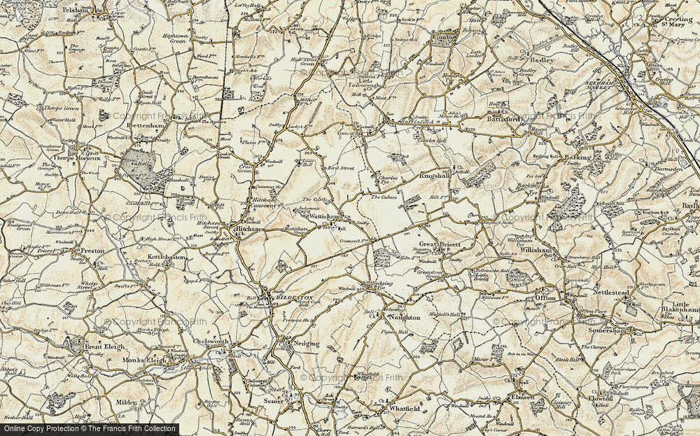 Old Map of Wattisham, 1899-1901 in 1899-1901
