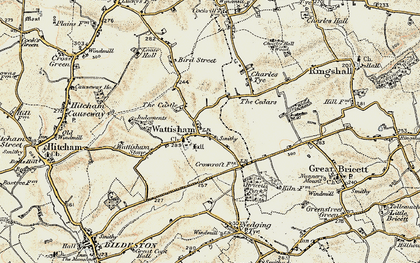Old map of Wattisham Airfield in 1899-1901