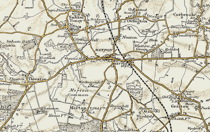 Old map of Watton in 1901-1902