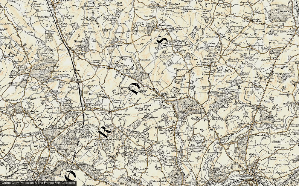 Old Map of Watton at Stone, 1898-1899 in 1898-1899