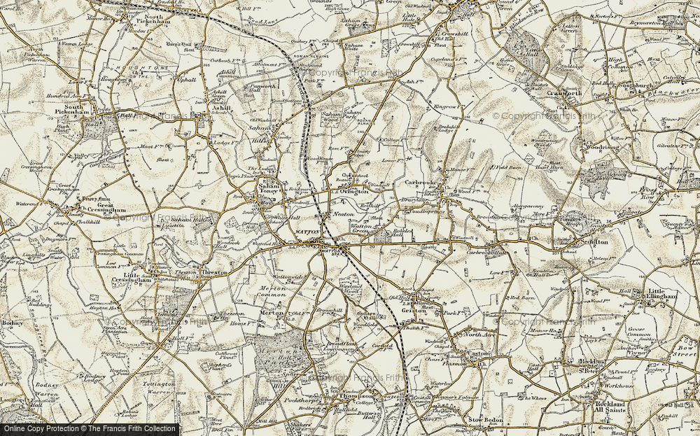 Old Map of Watton Green, 1901-1902 in 1901-1902