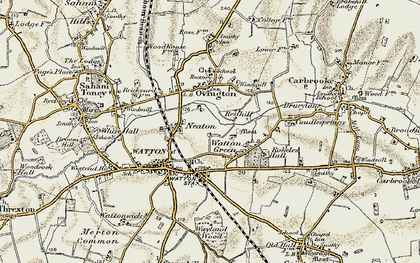 Old map of Watton Green in 1901-1902