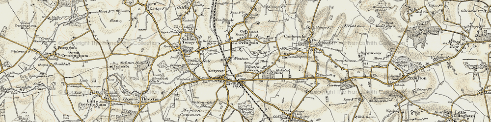 Old map of Watton Green in 1901-1902