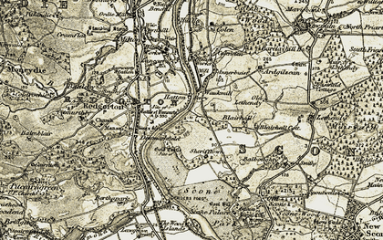 Old map of Waulkmill in 1907-1908