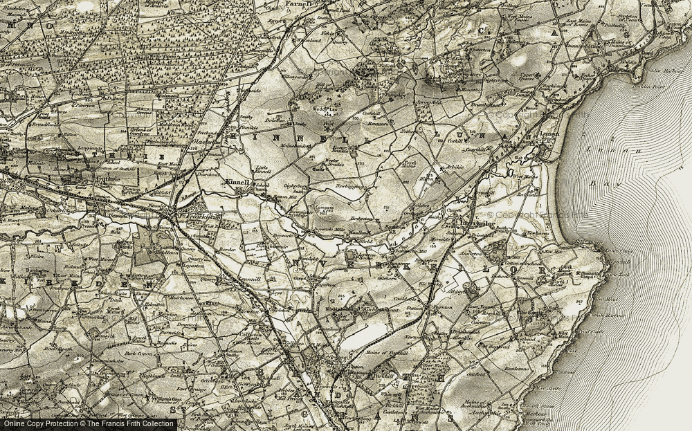 Old Map of Waulkmill, 1907-1908 in 1907-1908