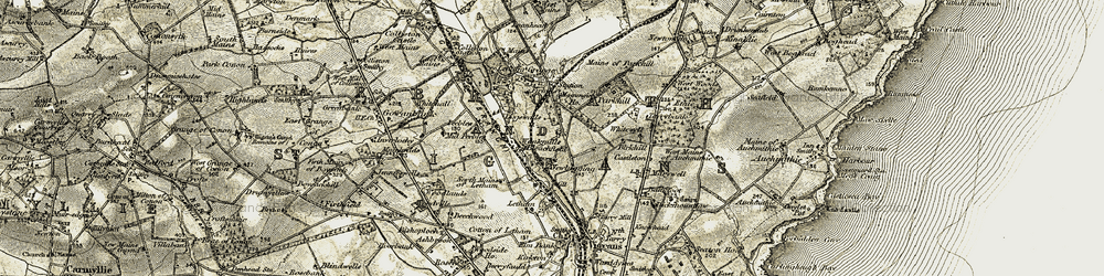 Old map of Waulkmills in 1907-1908