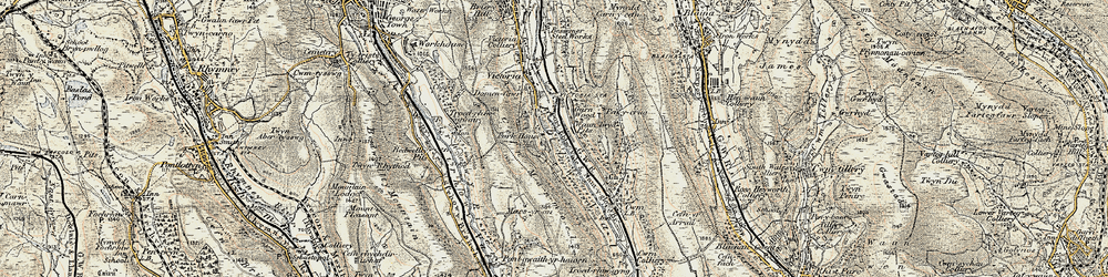 Old map of Waunlwyd in 1899-1900