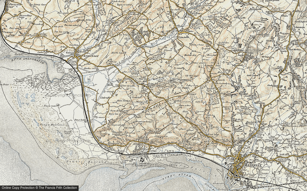 Old Map of Historic Map covering Bigyn in 1900-1901