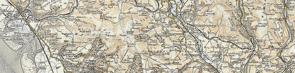 Old map of Twmpath Diwlith in 1900-1901