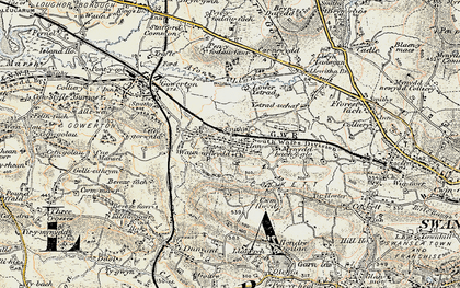 Old map of Waunarlwydd in 1900-1901
