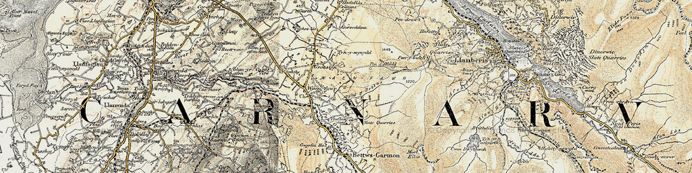 Old map of Waunfawr in 1903-1910