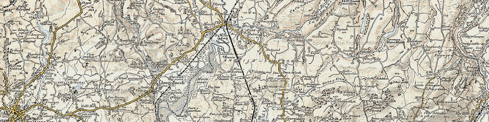 Old map of Waungron in 1900-1901