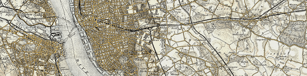 Old map of Wavertree in 1902-1903