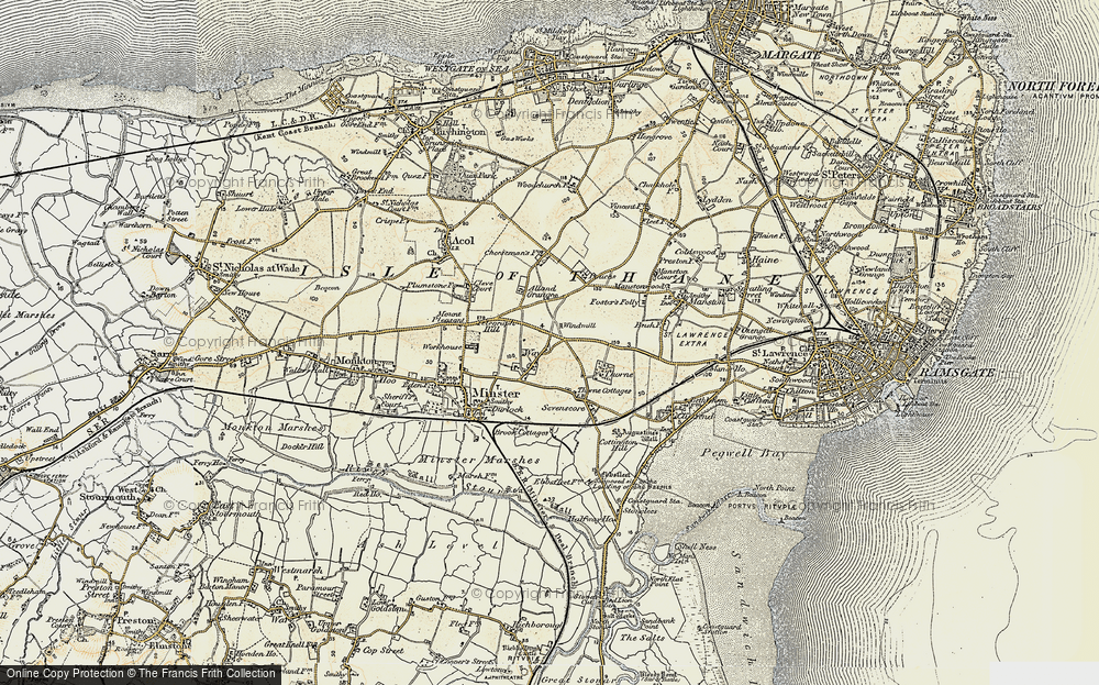Old Map of Historic Map covering Kent International Airport in 1898-1899