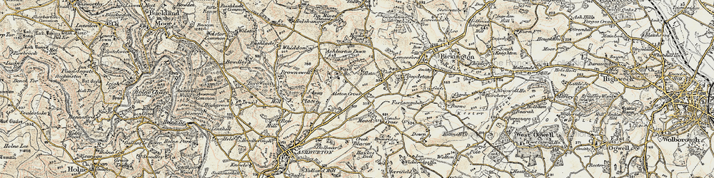 Old map of Ashburton Down in 1899