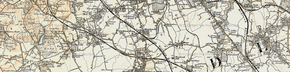 Old map of Wealdstone in 1897-1898