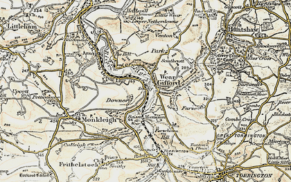 Old map of Weare Giffard in 1900