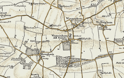 Old map of Weasenham All Saints in 1901-1902