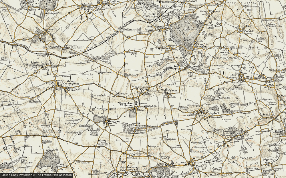 Old Map of Historic Map covering West Raynham Airfield in 1901-1902