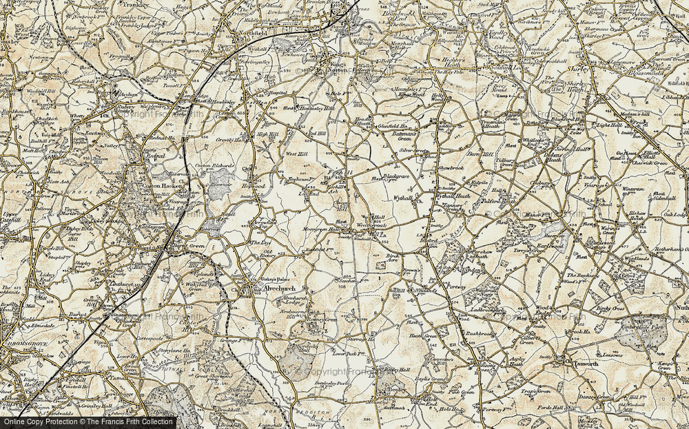 Old Map of Weatheroak Hill, 1901-1902 in 1901-1902