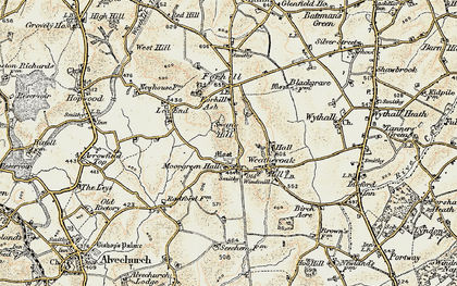 Old map of Weatheroak Hill in 1901-1902