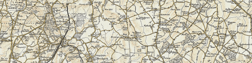 Old map of Weatheroak Hill in 1901-1902