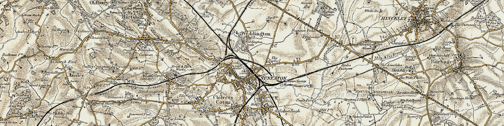 Old map of Weddington in 1901-1902
