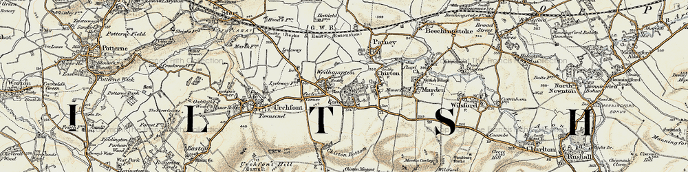 Old map of Wedhampton in 1898-1899