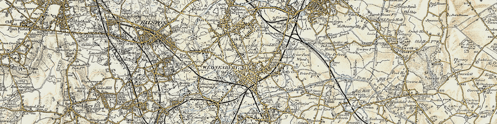Old map of Wednesbury in 1902