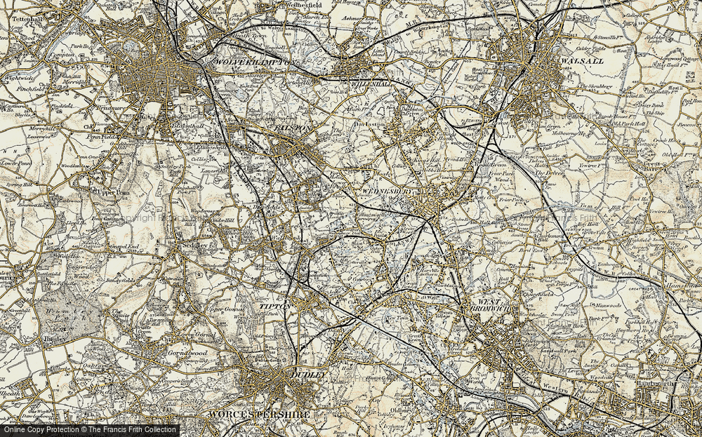 Old Map of Wednesbury Oak, 1902 in 1902