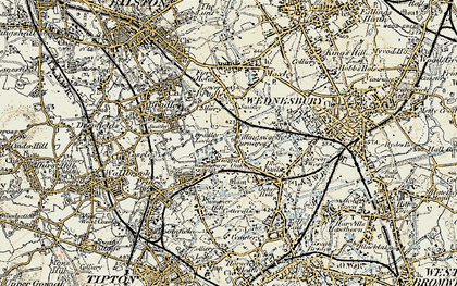 Old map of Wednesbury Oak in 1902